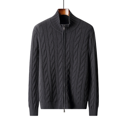 Structured Wool Zip Mock Neck